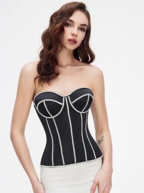 NWOT PERFECT CORSET Crystal Diamante
Bustier Crop Top Push Up